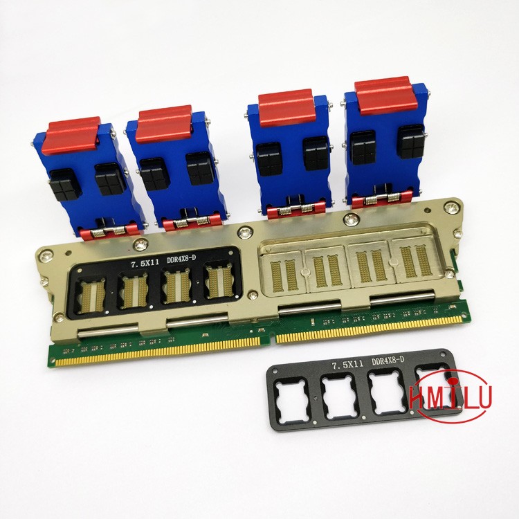 DDR4 内存顆粒測試治具 一拖八 8位DDR4内存條測試夾具 導電膠