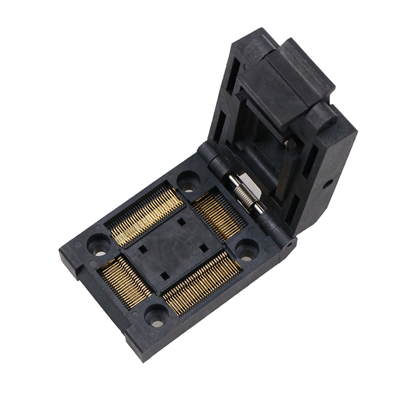 QFP100pin-0.65mm-20×20mm芯片翻蓋老化測試座