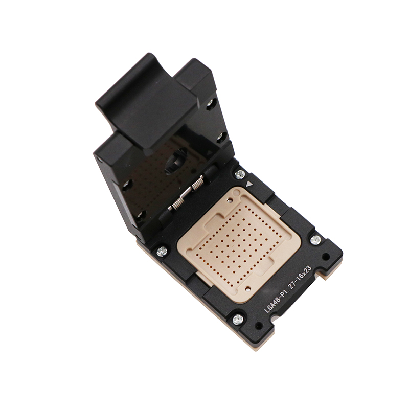 定制LGA48(實際下針48+5）pin-1.27mm-16x23mm合金翻蓋探針測試座