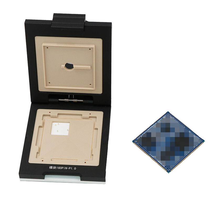定制郵票(piào)孔模塊160pin-1.0mm-45×45mm合金旋鈕翻蓋測試座